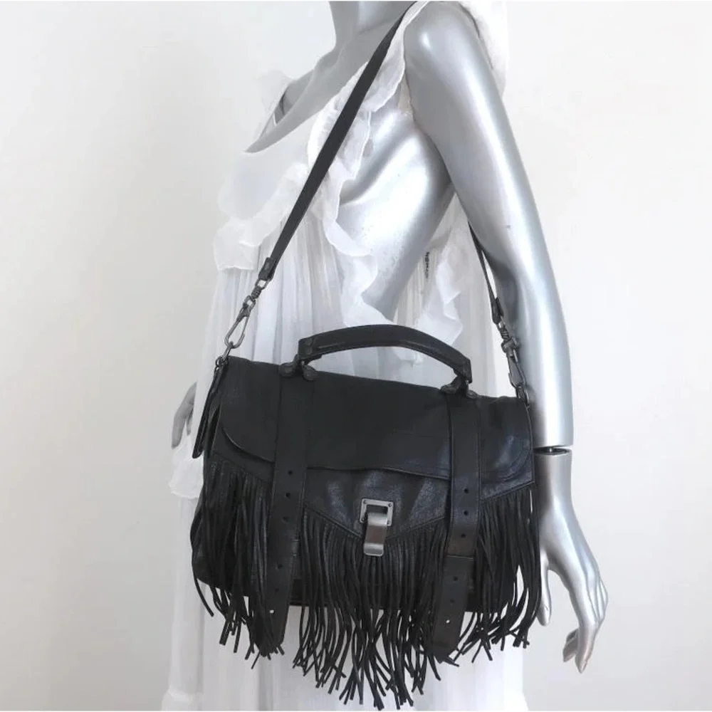 Authentic Proenza Schouler PS1 Fringe Medium Black - Picture 4 of 16
